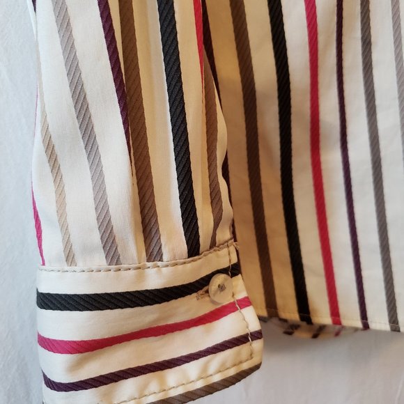 Gerry Weber Edition White Stripes Paisley Collared Button Dress Shirt 6 M Medium - Picture 12 of 15